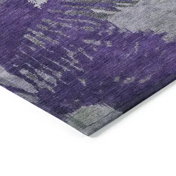 3' X 5' Purple Lilac And Eggplant Abstract Washable Indoor Outdoor Area Rug