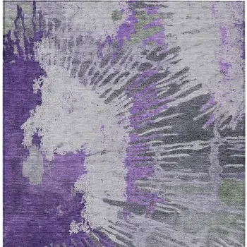 3' X 5' Purple Lilac And Eggplant Abstract Washable Indoor Outdoor Area Rug