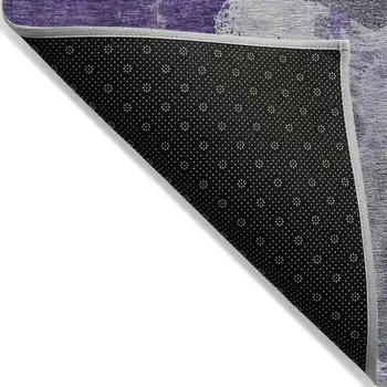 8' X 10' Purple Lilac And Eggplant Abstract Washable Indoor Outdoor Area Rug