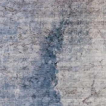 8' X 10' Navy Blue And Gray Abstract Washable Indoor Outdoor Area Rug