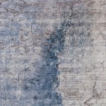 9' X 12' Navy Blue And Gray Abstract Washable Indoor Outdoor Area Rug