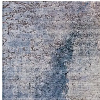 10' X 14' Navy Blue And Gray Abstract Washable Indoor Outdoor Area Rug
