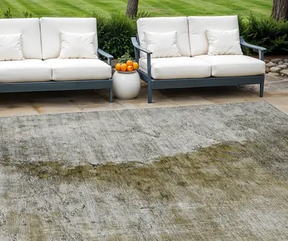 8' X 10' Brown Gray And Silver Abstract Washable Indoor Outdoor Area Rug