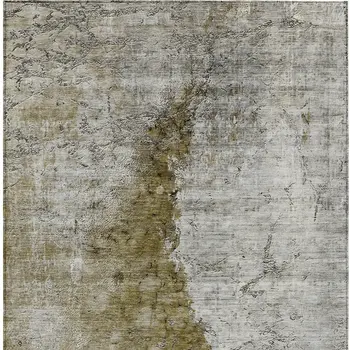 10' X 14' Brown Gray And Silver Abstract Washable Indoor Outdoor Area Rug