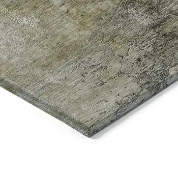 10' X 14' Brown Gray And Silver Abstract Washable Indoor Outdoor Area Rug