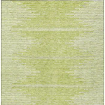 8' X 10' Artichoke Green And Ivory Abstract Washable Indoor Outdoor Area Rug
