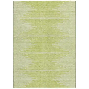 9' X 12' Artichoke Green And Ivory Abstract Washable Indoor Outdoor Area Rug