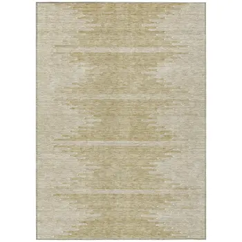 3' X 5' Beige And Ivory Abstract Washable Indoor Outdoor Area Rug