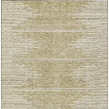 3' X 5' Beige And Ivory Abstract Washable Indoor Outdoor Area Rug