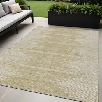 5' X 8' Beige And Ivory Abstract Washable Indoor Outdoor Area Rug