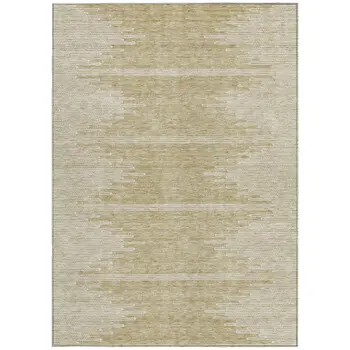 9' X 12' Beige And Ivory Abstract Washable Indoor Outdoor Area Rug