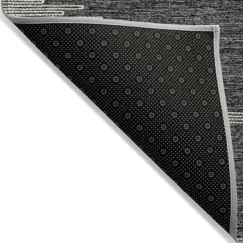 5' X 8' Charcoal And Ivory Abstract Washable Indoor Outdoor Area Rug