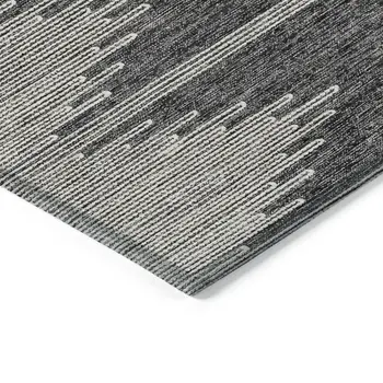 5' X 8' Charcoal And Ivory Abstract Washable Indoor Outdoor Area Rug
