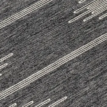 8' Charcoal And Ivory Round Abstract Washable Indoor Outdoor Area Rug