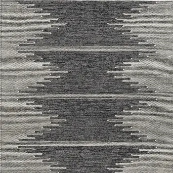 8' X 10' Charcoal And Ivory Abstract Washable Indoor Outdoor Area Rug