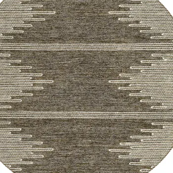 8' Coffee And Ivory Round Abstract Washable Indoor Outdoor Area Rug