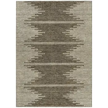 8' X 10' Coffee And Ivory Abstract Washable Indoor Outdoor Area Rug