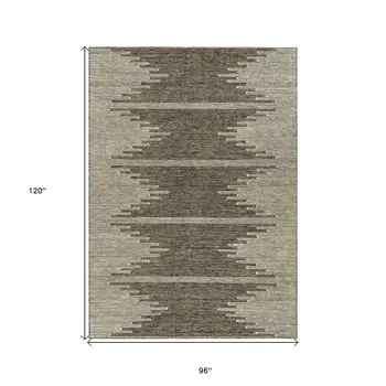 8' X 10' Coffee And Ivory Abstract Washable Indoor Outdoor Area Rug
