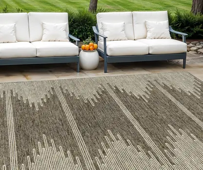 8' X 10' Coffee And Ivory Abstract Washable Indoor Outdoor Area Rug