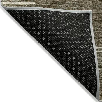 8' X 10' Coffee And Ivory Abstract Washable Indoor Outdoor Area Rug