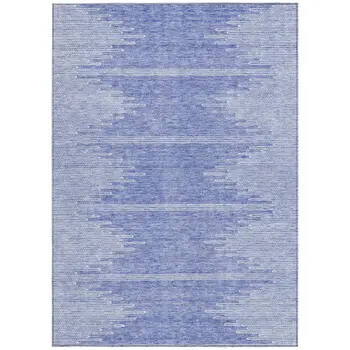 3' X 5' Denim Blue And Ivory Abstract Washable Indoor Outdoor Area Rug
