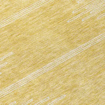 8' Gold And Ivory Round Abstract Washable Indoor Outdoor Area Rug
