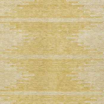 8' X 10' Gold And Ivory Abstract Washable Indoor Outdoor Area Rug