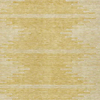 9' X 12' Gold And Ivory Abstract Washable Indoor Outdoor Area Rug
