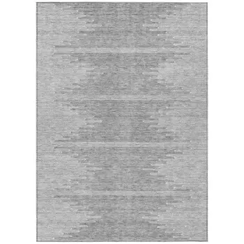 3' X 5' Gray And Ivory Abstract Washable Indoor Outdoor Area Rug