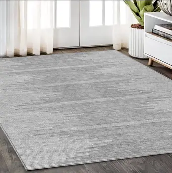 5' X 8' Gray And Ivory Abstract Washable Indoor Outdoor Area Rug