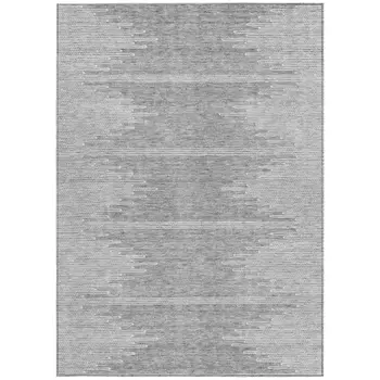 9' X 12' Gray And Ivory Abstract Washable Indoor Outdoor Area Rug