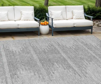 9' X 12' Gray And Ivory Abstract Washable Indoor Outdoor Area Rug