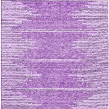 5' X 8' Lavender And Ivory Abstract Washable Indoor Outdoor Area Rug