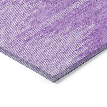 9' X 12' Lavender And Ivory Abstract Washable Indoor Outdoor Area Rug