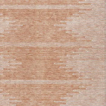 5' X 8' Salmon And Ivory Abstract Washable Indoor Outdoor Area Rug