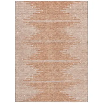 10' X 14' Salmon And Ivory Abstract Washable Indoor Outdoor Area Rug