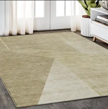 5' X 8' Beige Tan And Ivory Geometric Washable Indoor Outdoor Area Rug