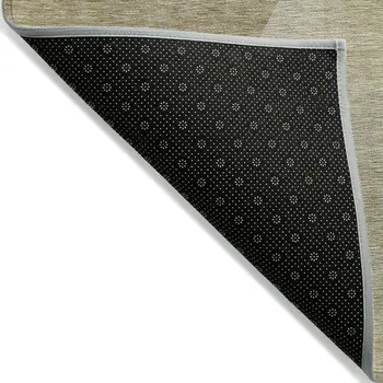 8' X 10' Beige Tan And Ivory Geometric Washable Indoor Outdoor Area Rug