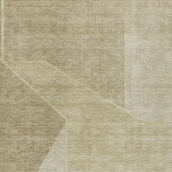 8' X 10' Beige Tan And Ivory Geometric Washable Indoor Outdoor Area Rug
