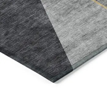 5' X 8' Charcoal Taupe And Gray Geometric Washable Indoor Outdoor Area Rug