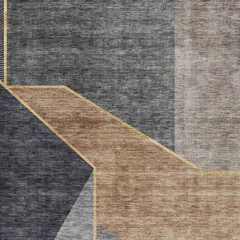 5' X 8' Charcoal Taupe And Gray Geometric Washable Indoor Outdoor Area Rug