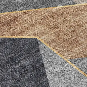 8' Charcoal Taupe And Gray Round Geometric Washable Indoor Outdoor Area Rug