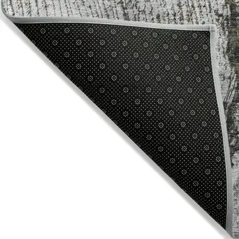 5' X 8' Gray Taupe And Silver Abstract Washable Indoor Outdoor Area Rug