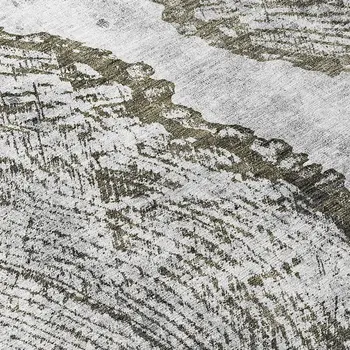 8' Gray Taupe And Silver Round Abstract Washable Indoor Outdoor Area Rug