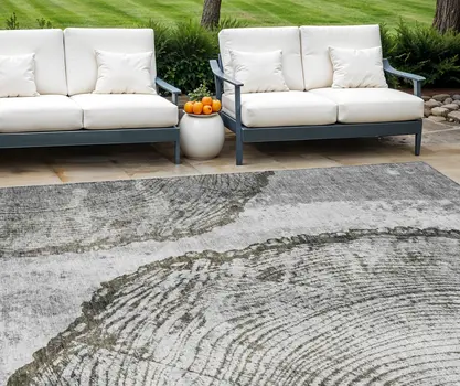 8' X 10' Gray Taupe And Silver Abstract Washable Indoor Outdoor Area Rug