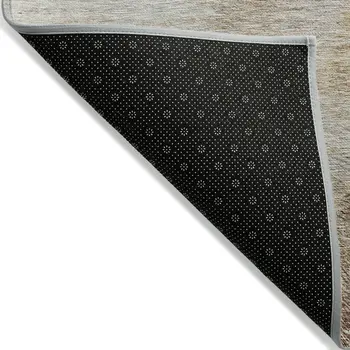 5' X 8' Brown Beige And Taupe Abstract Washable Indoor Outdoor Area Rug
