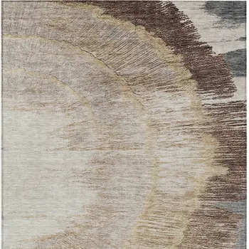 10' X 14' Brown Beige And Taupe Abstract Washable Indoor Outdoor Area Rug
