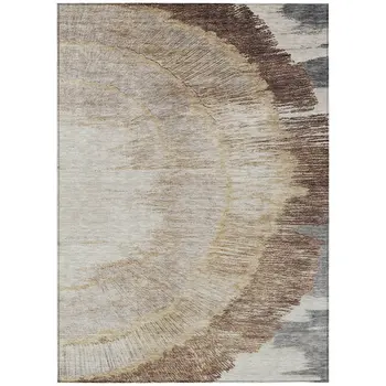 10' X 14' Brown Beige And Taupe Abstract Washable Indoor Outdoor Area Rug