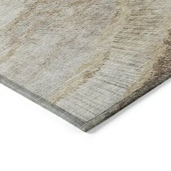 10' X 14' Brown Beige And Taupe Abstract Washable Indoor Outdoor Area Rug