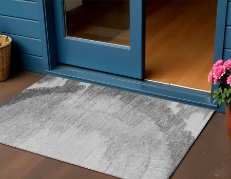 3' X 5' Gray Charcoal And Silver Abstract Washable Indoor Outdoor Area Rug